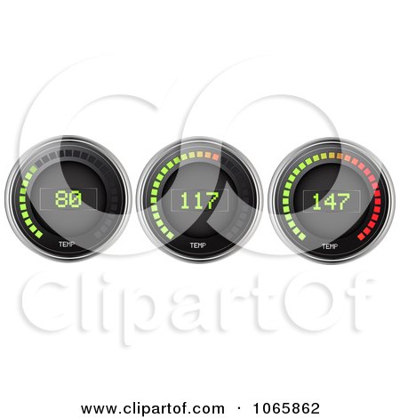 Clipart 3d Temperature Gauges - Royalty Free Vector Illustration by elaineitalia