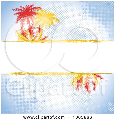 Clipart Palm Tree Text Bar On Blue Background - Royalty Free Vector Illustration by MilsiArt