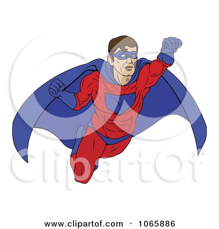 Clipart Masked Super Hero In Flight - Royalty Free Vector Illustration by AtStockIllustration