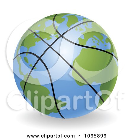 Clipart 3d Basketball Globe - Royalty Free Vector Illustration by AtStockIllustration