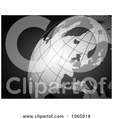 Clipart 3d Gray And Black Globe - Royalty Free CGI Illustration by chrisroll
