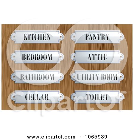 Clipart Silver Plaques On Wood - Royalty Free Vector Illustration  by Eugene