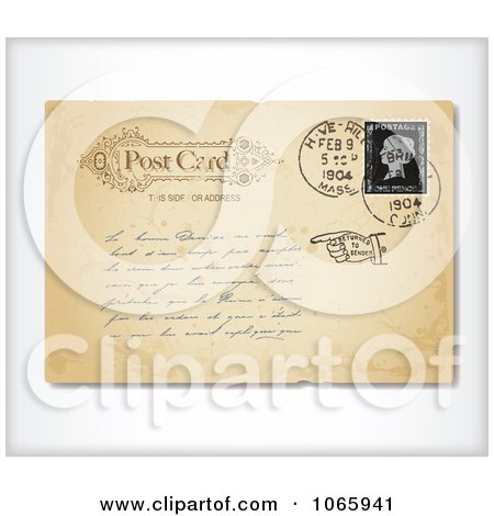 Clipart Old Postcard With Writing - Royalty Free Vector Illustration  by Eugene