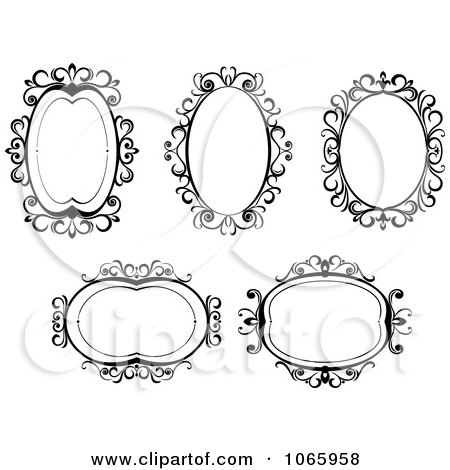 Clipart Floral Black And White Frames 3 - Royalty Free Vector Illustration by Vector Tradition SM