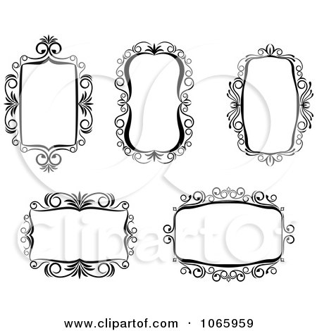 Clipart Floral Black And White Frames 1 - Royalty Free Vector Illustration by Vector Tradition SM