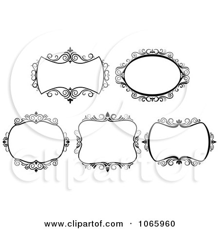 Clipart Floral Black And White Frames 12 - Royalty Free Vector Illustration by Vector Tradition SM