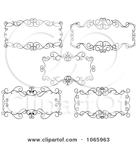 Clipart Floral Black And White Frames 8 - Royalty Free Vector Illustration by Vector Tradition SM