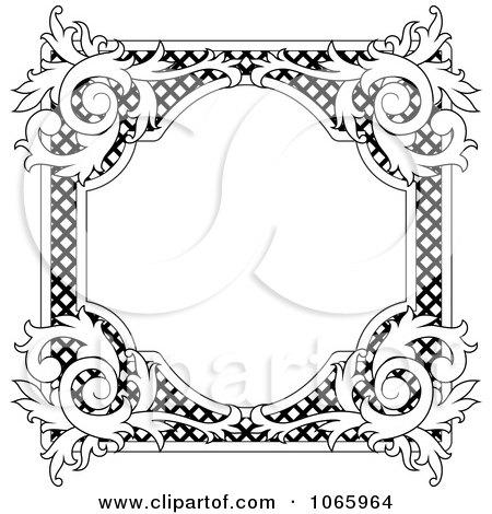 Clipart Black And White Floral Frame - Royalty Free Vector Illustration by Vector Tradition SM