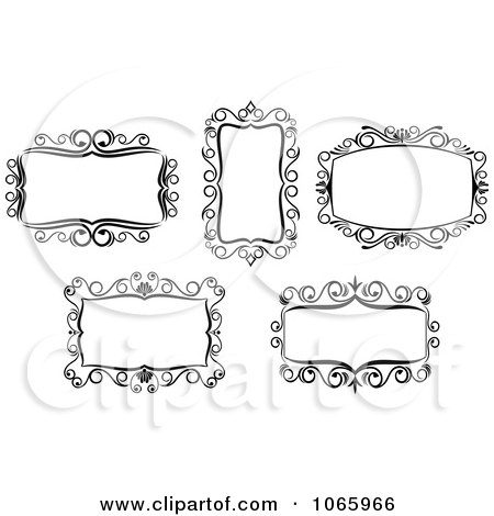 Clipart Floral Black And White Frames 2 - Royalty Free Vector Illustration by Vector Tradition SM