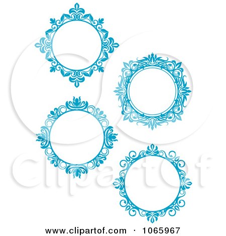 Clipart Floral Blue Frames 2 - Royalty Free Vector Illustration by Vector Tradition SM