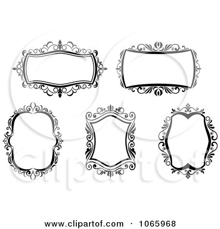 Clipart Floral Black And White Frames 10 - Royalty Free Vector Illustration by Vector Tradition SM