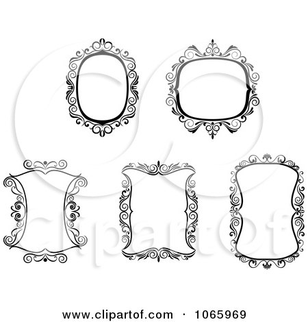 Clipart Floral Black And White Frames 13 - Royalty Free Vector Illustration by Vector Tradition SM