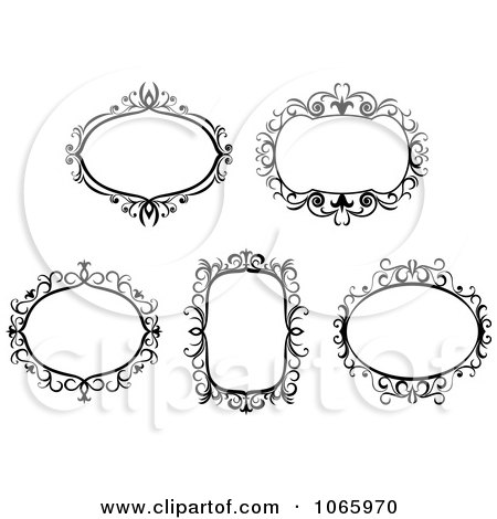 Clipart Floral Black And White Frames 4 - Royalty Free Vector Illustration by Vector Tradition SM