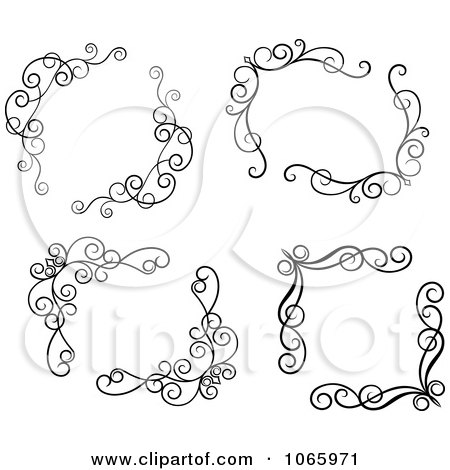 Clipart Floral Black And White Frames 7 - Royalty Free Vector Illustration by Vector Tradition SM