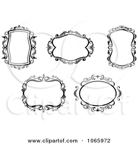 Clipart Floral Black And White Frames 11 - Royalty Free Vector Illustration by Vector Tradition SM