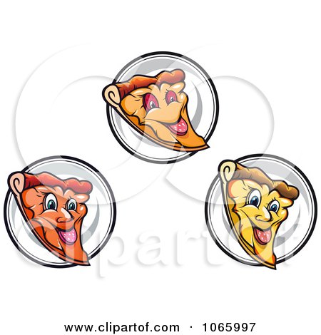 Clipart Happy Pizza Slices - Royalty Free Vector Illustration by Vector Tradition SM