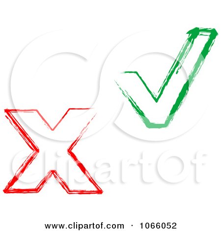Clipart X And Check Mark Stamps - Royalty Free Vector Illustration by Vector Tradition SM