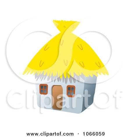 Clipart 3d House With A Straw Roof - Royalty Free Vector Illustration by Vector Tradition SM