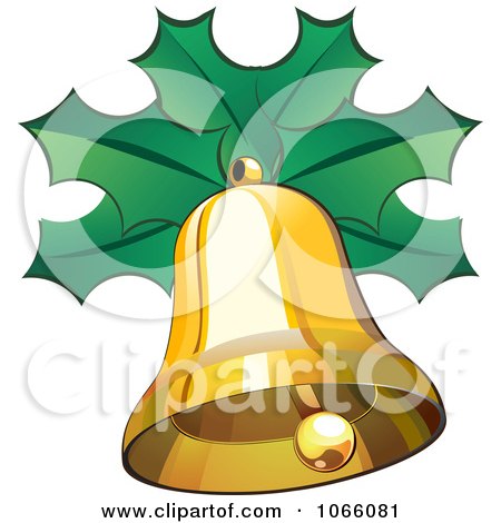 Clipart 3d Gold Bell With Holly - Royalty Free Vector Illustration by Vector Tradition SM