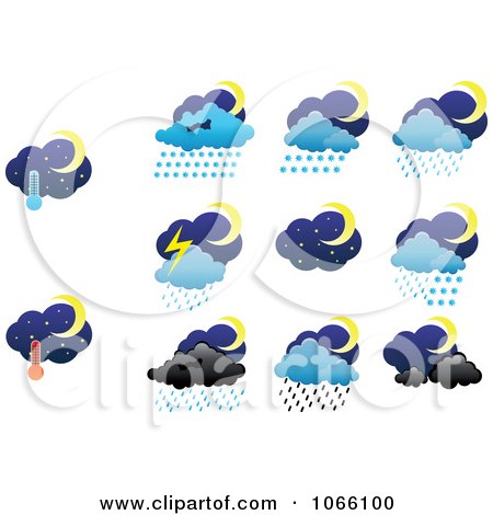Clipart Night Weather Icons - Royalty Free Vector Illustration by Vector Tradition SM