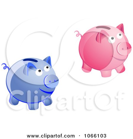 Clipart 3d Piggy Banks - Royalty Free Vector Illustration by Vector Tradition SM