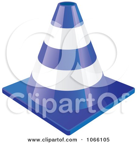 Clipart 3d Blue Construction Cone - Royalty Free Vector Illustration by Vector Tradition SM