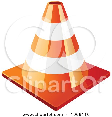 Clipart 3d Orange Construction Cone - Royalty Free Vector Illustration by Vector Tradition SM