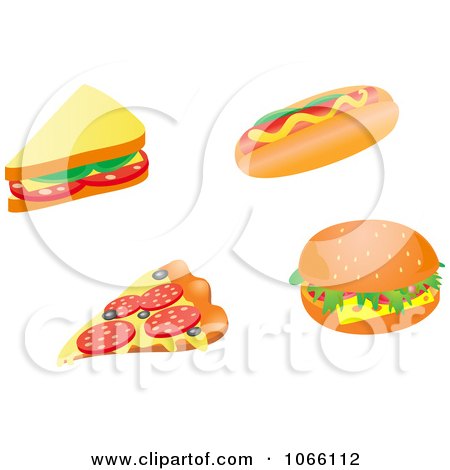 Clipart Sandwich, Pizza Slice, Hot Dog And Cheeseburger - Royalty Free Vector Illustration by Vector Tradition SM