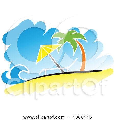 Clipart Relaxing Tropical Beach - Royalty Free Vector Illustration by Vector Tradition SM
