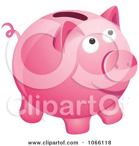 Clipart 3d Pink Piggy Bank - Royalty Free Vector Illustration by Vector Tradition SM