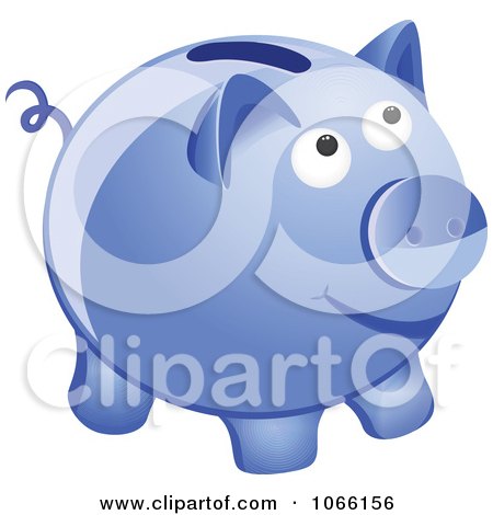 Clipart 3d Blue Piggy Bank - Royalty Free Vector Illustration by Vector Tradition SM