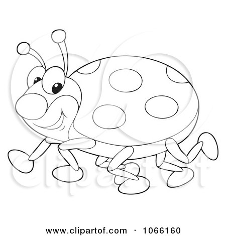 Clipart Outlined Happy Ladybug - Royalty Free Illustration by Alex Bannykh