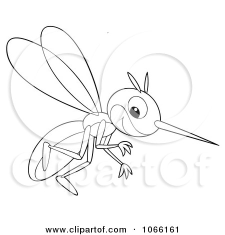 Clipart Outlined Happy Mosquito - Royalty Free Illustration by Alex Bannykh