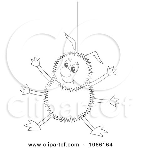 Clipart Outlined Happy Spider Hanging - Royalty Free Illustration by Alex Bannykh
