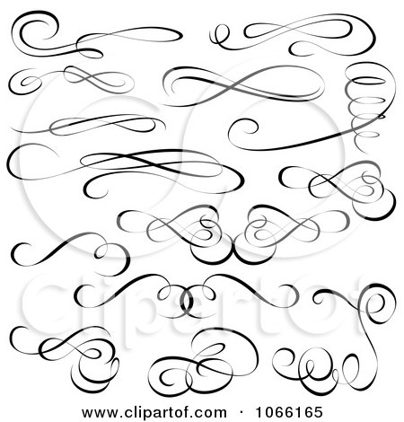 Clipart Black And White Calligraphic Designs - Royalty Free Vector Illustration by dero