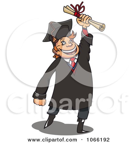 Clipart Happy College Grad Holding His Certificate - Royalty Free Vector Illustration by Vector Tradition SM