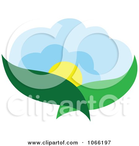Clipart Leaf And Sun Landscape Logo 2 - Royalty Free Vector Illustration by Vector Tradition SM