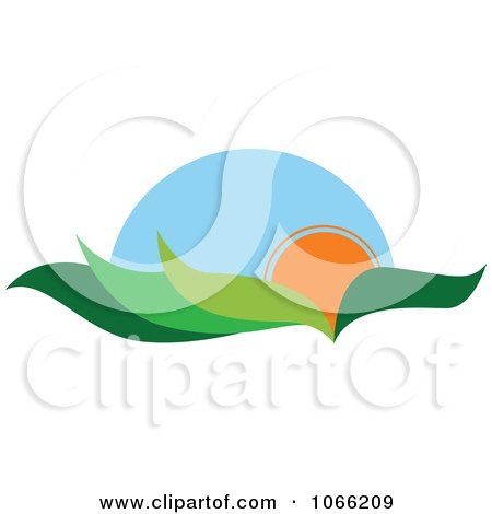 Clipart Leaf And Sun Landscape Logo 4 - Royalty Free Vector Illustration by Vector Tradition SM