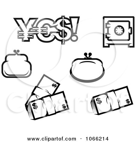 Clipart Black And White Finance Icons 2 - Royalty Free Vector Illustration by Vector Tradition SM