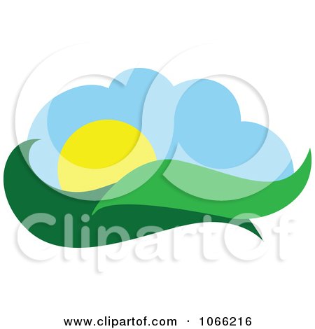 Clipart Leaf And Sun Landscape Logo 5 - Royalty Free Vector Illustration by Vector Tradition SM