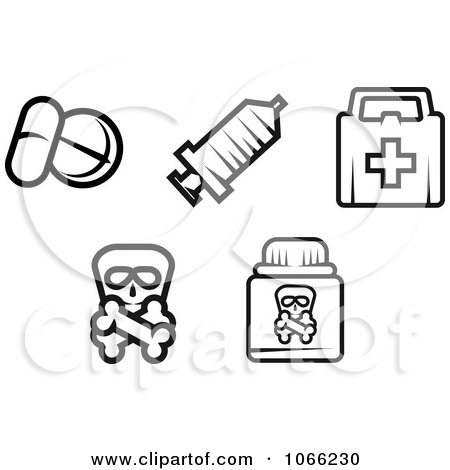 Clipart Black And White Medical Icons 3 - Royalty Free Vector Illustration by Vector Tradition SM