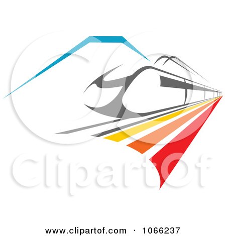 Clipart Train On A Colorful Track - Royalty Free Vector Illustration by Vector Tradition SM