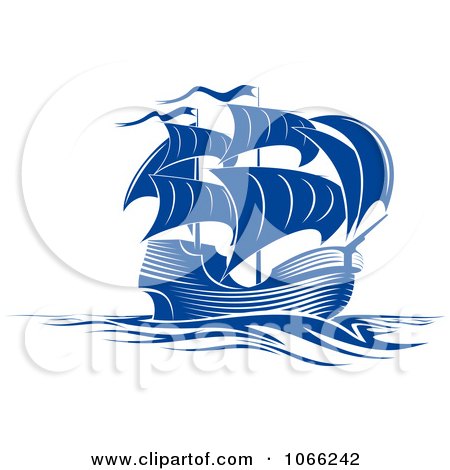Clipart Blue Ship - Royalty Free Vector Illustration by Vector Tradition SM