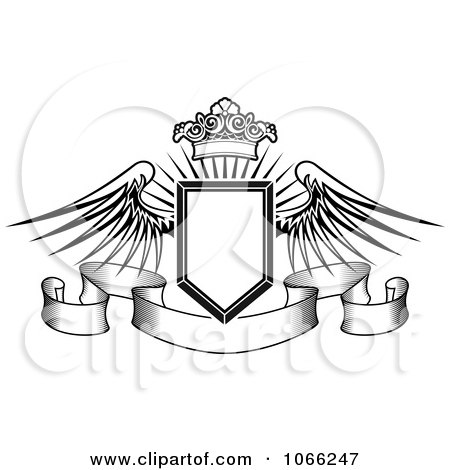 Clipart Winged Crowned Shield Over A Banner 2 - Royalty Free Vector Illustration by Vector Tradition SM