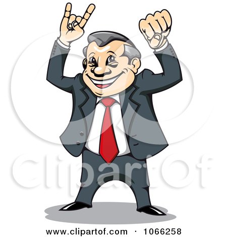 Clipart Victorious Businessman - Royalty Free Vector Illustration by Vector Tradition SM