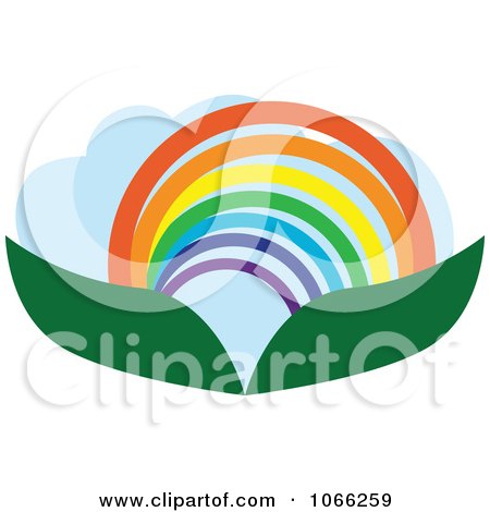 Clipart Leaf And Rainbow Landscape Logo - Royalty Free Vector Illustration by Vector Tradition SM