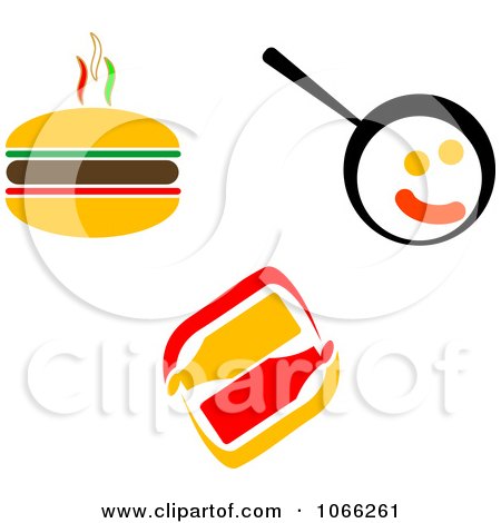 Clipart Hamburger, Condiments And Eggs - Royalty Free Vector Illustration by Vector Tradition SM