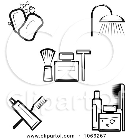 Clipart Black And White Hygiene Icons - Royalty Free Vector Illustration by Vector Tradition SM