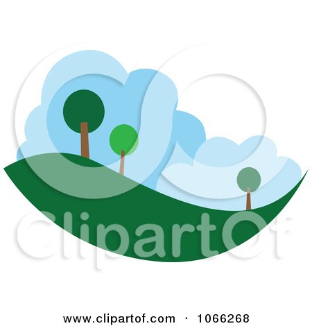 Clipart Tree And Landscape Logo - Royalty Free Vector Illustration by Vector Tradition SM
