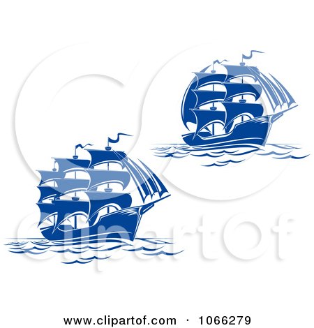 Clipart Blue Ships 2 - Royalty Free Vector Illustration by Vector Tradition SM